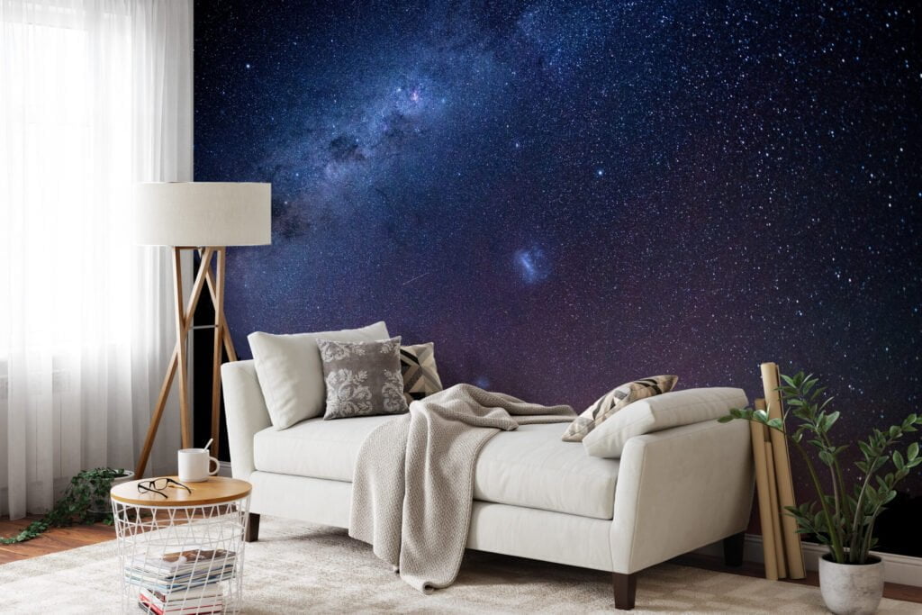 Gökyüzündeki Yıldız Işıkları Duvar Kağıdı, Dağların Üstündeki Yıldızlı Gece 3D Duvar Posteri Uzay & Galaksi Duvar Kağıtları 7