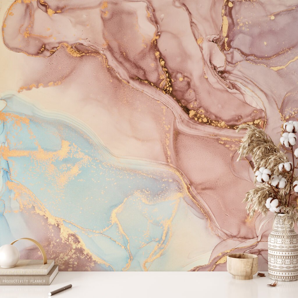 Lüks Rose Gold Mermer Desenli Soyut Duvar Kağıdı Bebek Odası Duvar Kağıtları 3