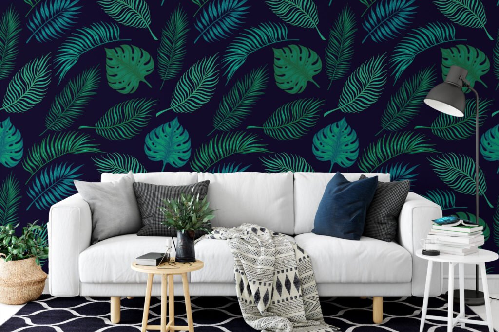 Tropikal Yapraklar Duvar Kağıdı, Egzotik Botanik Yapraklar 3D Duvar Posteri Tropikal Duvar Kağıtları 6