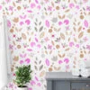 Soyut Yaprak Şekilleri Duvar Kağıdı, Modern Pembe & Kahverengi Doğa Tasarımı Duvar Posteri - Görsel 5