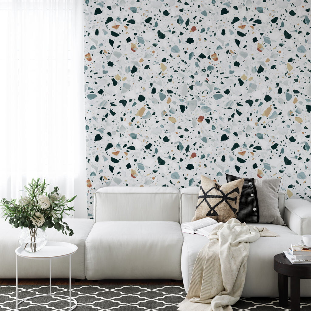 Terrazzo Duvar Kağıdı, Modern Terrazzo Desenli Duvar Posteri Geometrik Duvar Kağıtları 5