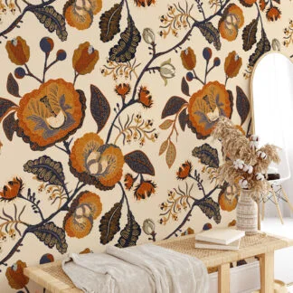 Klasik Paisley Duvar Kağıdı, Zengin Art Deco Çiçek 3D Duvar Posteri Çiçekli Duvar Kağıtları