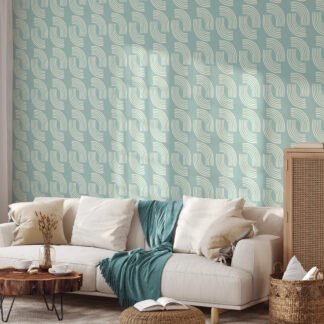 Pastel Nane Yeşili Minimalist Duvar Kağıdı, Şık Modern Çizgiler Sanatsal 3D Duvar Posteri Geometrik Duvar Kağıtları