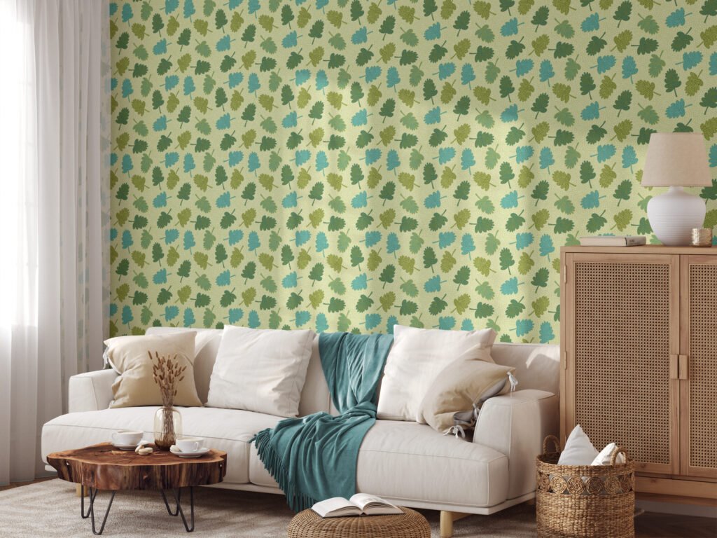 Yeşil Yapraklar Duvar Kağıdı, Yaprak Motifli 3D Duvar Posteri Yaprak Desenli Duvar Kağıtları 6