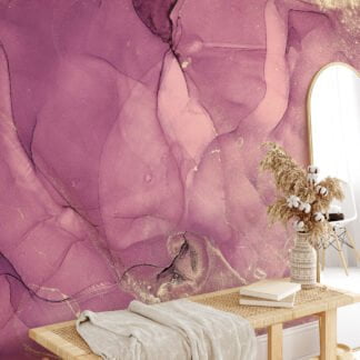 Pembe Rose Gold Mermer Mürekkep Sanatı Duvar Kağıdı, Lavanta Derin Pembe Duvar Posteri Mermer Duvar Kağıtları