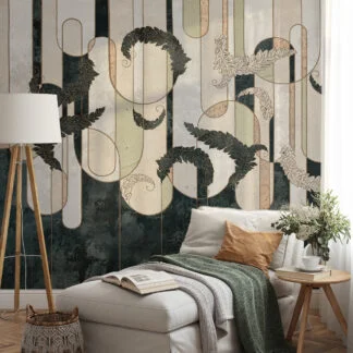 Art Deco Koyu Taş Dokulu Zeminli Duvar Kağıdı, Zarif Siyah ve Altın Line Art Duvar Posteri Beton Görünümlü Duvar Kağıtları