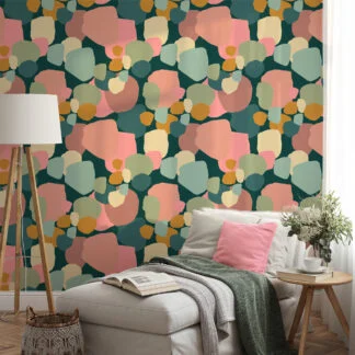 Soyut Egzotik Çakıl Taşları Duvar Kağıdı, Yumuşak Pastel Geometrik 3D Duvar Kağıdı Geometrik Duvar Kağıtları
