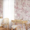 Pastel Pembe Çiçek Kuş Desenli Duvar Kağıdı, Kiraz Çiçekleri ve Kuşlar Duvar Posteri - Görsel 4