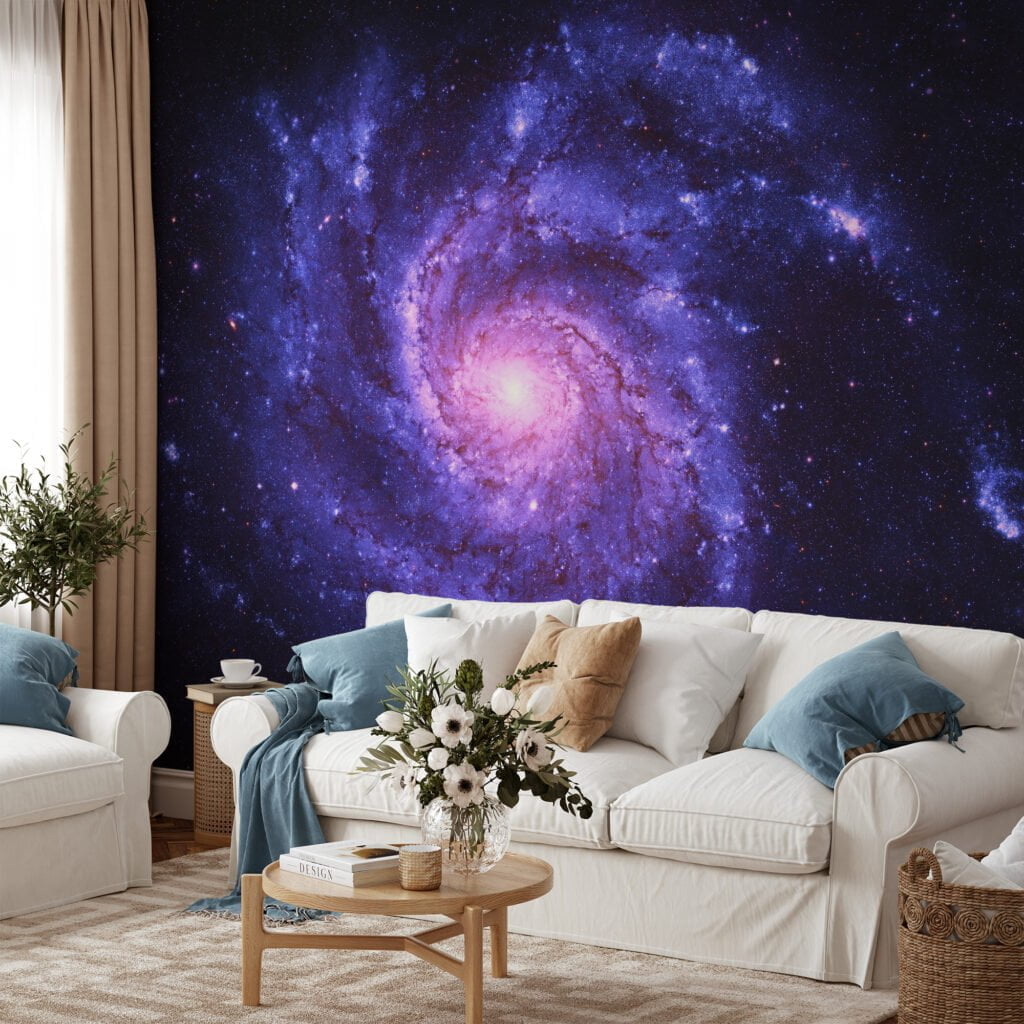 Mor Uzay Samanyolu Duvar Kağıdı, Büyüleyici Gökada Spiral 3D Duvar Posteri Uzay & Galaksi Duvar Kağıtları 5