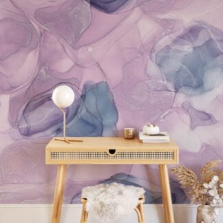 Lavanta Mürekkep Sanatı Duvar Kağıdı, Pastel Lavanta Mermer Duvar Posteri Mermer Duvar Kağıtları