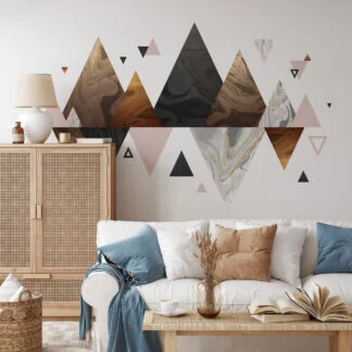 Nötr Renkli Geometrik Soyut Dağlar Duvar Kağıdı Geometrik Duvar Kağıtları
