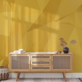 Sarı Soyut Üçgenler Geometrik Desen Duvar Kağıdı, Modern 3D Duvar Kağıdı Geometrik Duvar Kağıtları