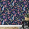 Renkli Floral Paisley Duvar Kağıdı, Lacivert Bahçe Duvar Posteri - Görsel 3