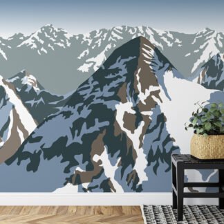 Flat Art Kar Manzarası Duvar Kağıdı, Soyut Manzara 3D Duvar Posteri Manzara Duvar Kağıtları