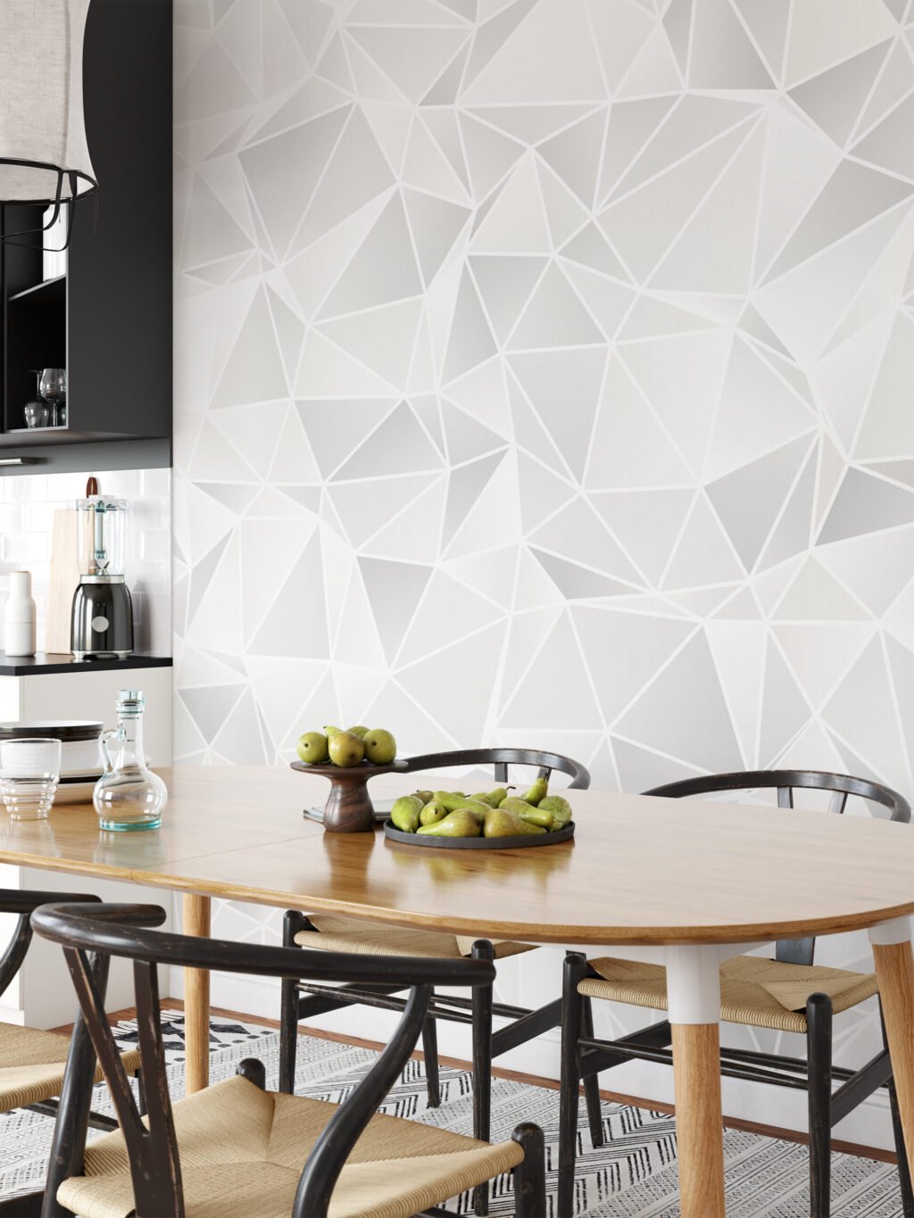 Geometrik Beyaz Ve Gri Üçgenler Duvar Kağıdı, 3D Modern Lüks Duvar Kağıdı 3D Duvar Kağıtları 5