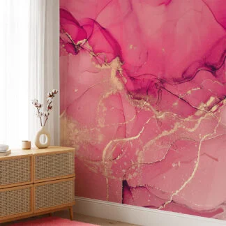 Pembe Rose Gold Mermer Mürekkep Sanatı Duvar Kağıdı, Lüks Pembe ve Altın Duvar Kağıdı Mermer Duvar Kağıtları