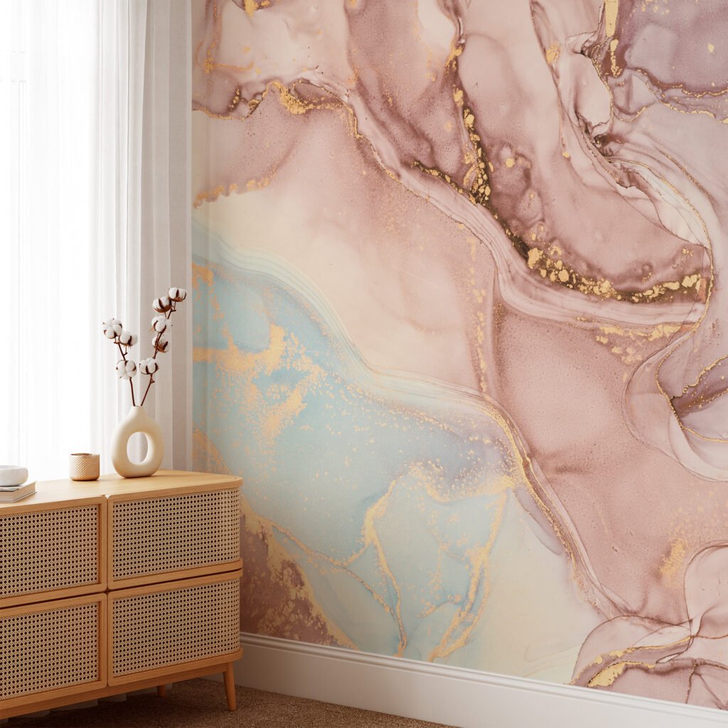 Lüks Rose Gold Mermer Desenli Soyut Duvar Kağıdı Bebek Odası Duvar Kağıtları 2