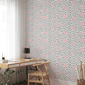 Nokta Desenli Duvar Kağıdı, Noktalar ve Pembe Küreler Duvar Kağıdı Geometrik Duvar Kağıtları