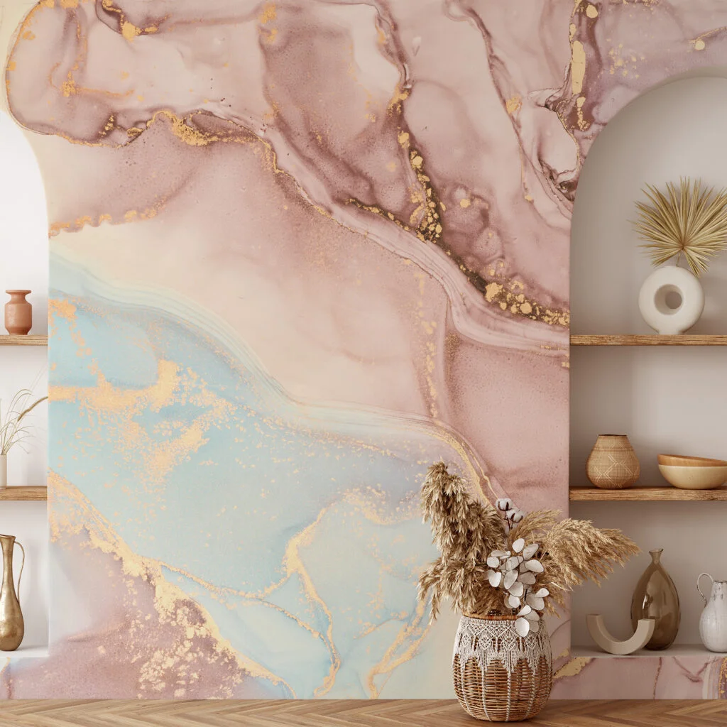 Lüks Rose Gold Mermer Desenli Soyut Duvar Kağıdı Bebek Odası Duvar Kağıtları 6