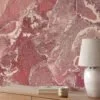 Şeftali Pembesi Mürekkep Sanatı Mermer Duvar Kağıdı, Pembe Tonlarında 3D Duvar Posteri - Görsel 3