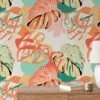 Renkli Monstera Yaprakları Soyut Duvar Kağıdı, Tropikal Monstera Desenli 3D Duvar Posteri - Görsel 3