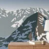 Flat Art Kar Manzarası İllüstrasyon Duvar Kağıdı, Soyut Manzara 3D Duvar Posteri
