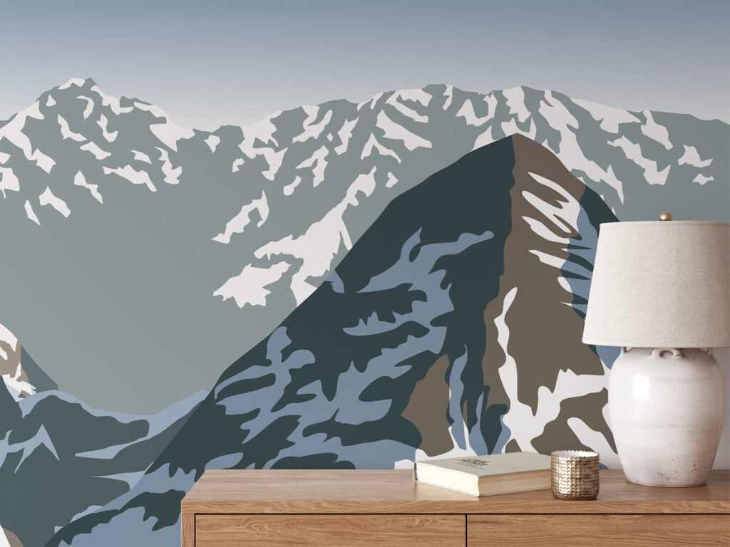 Flat Art Kar Manzarası Duvar Kağıdı, Soyut Manzara 3D Duvar Posteri Manzara Duvar Kağıtları 4
