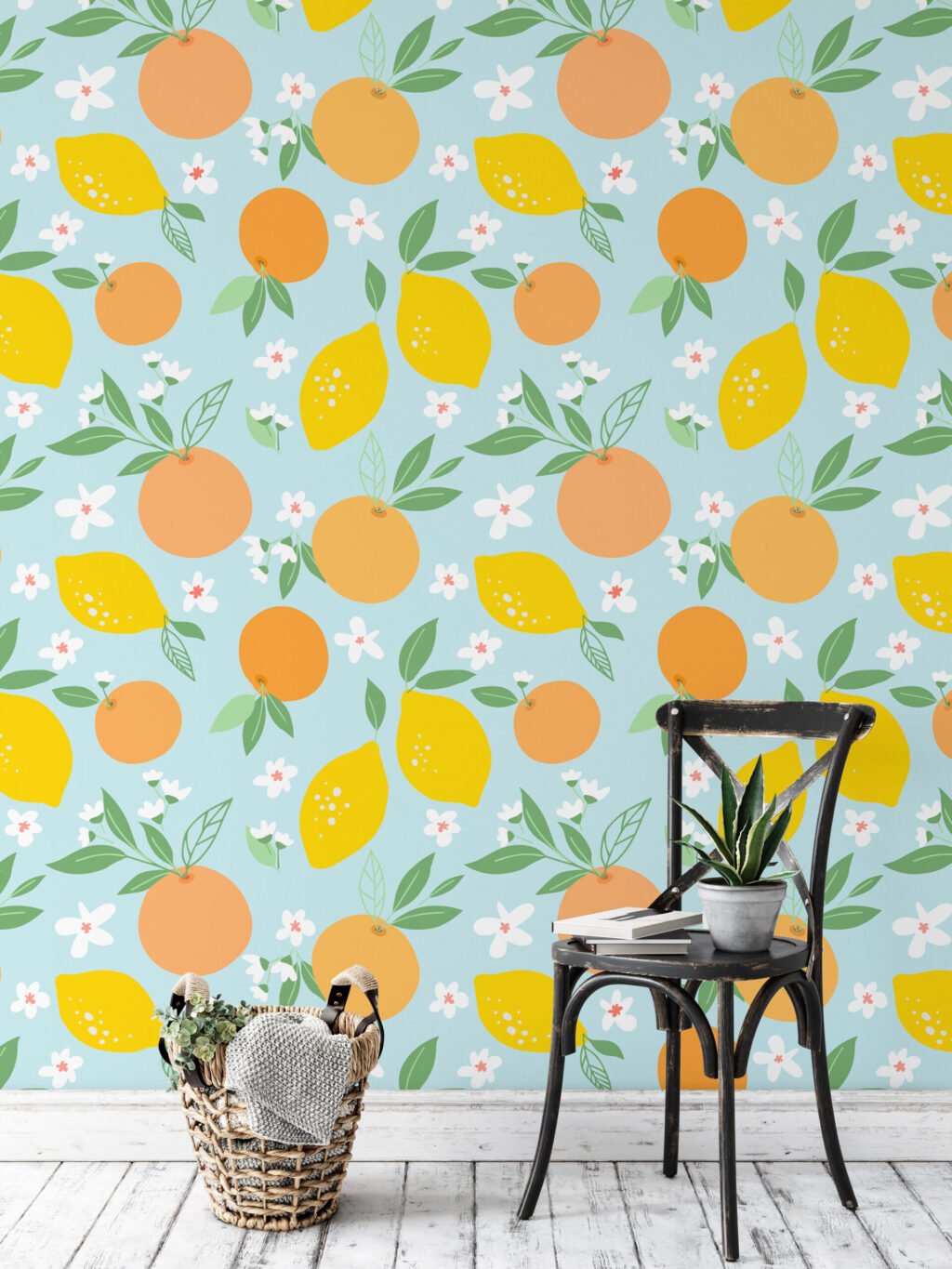 Portakallar ve Limonlar Duvar Kağıdı, Narenciye Çiçekleri 3D Duvar Kağıdı Yiyecek & İçecek Duvar Kağıtları 4