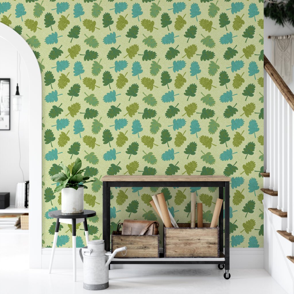 Yeşil Yapraklar Duvar Kağıdı, Yaprak Motifli 3D Duvar Posteri Yaprak Desenli Duvar Kağıtları 2