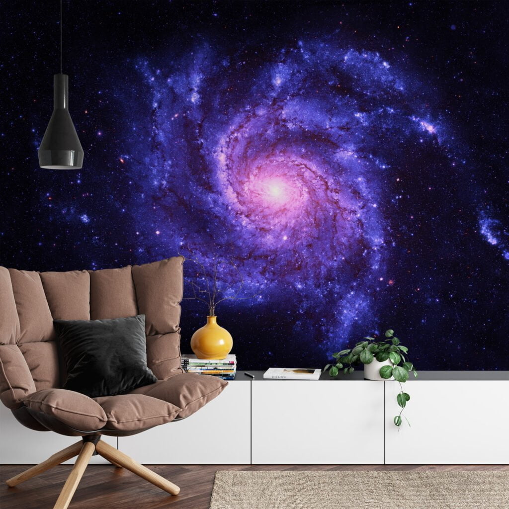 Mor Uzay Samanyolu Duvar Kağıdı, Büyüleyici Gökada Spiral 3D Duvar Posteri Uzay & Galaksi Duvar Kağıtları 3