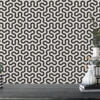Soyut Dalgalı Çizgiler Desenli Duvar Kağıdı, Dinamik Labirent Geometrik Duvar Kağıdı - Görsel 4