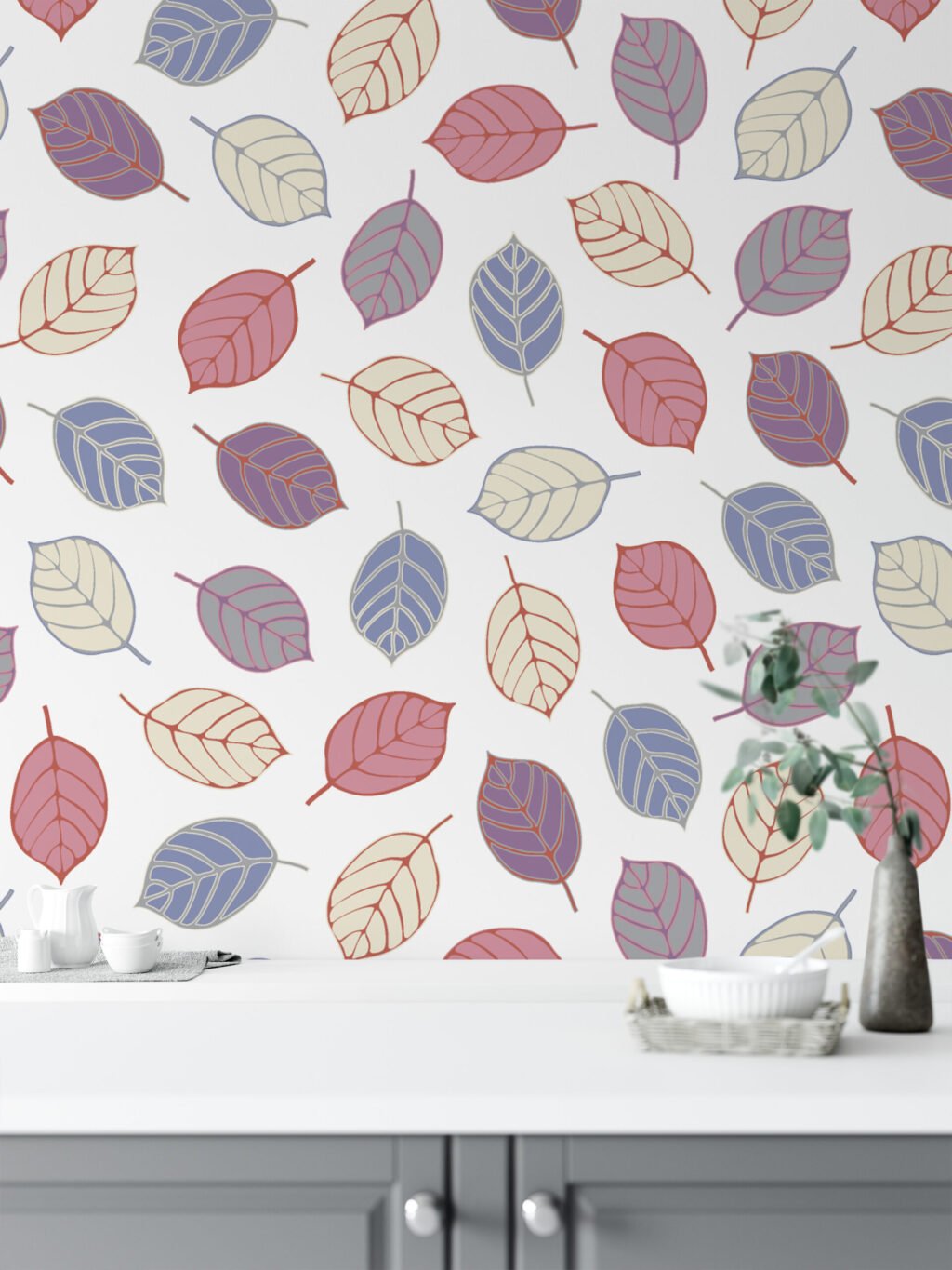 Soyut Renkli Yapraklar Duvar Kağıdı, Capcanlı Sonbahar Yaprakları 3D Duvar Posteri Yaprak Desenli Duvar Kağıtları 2