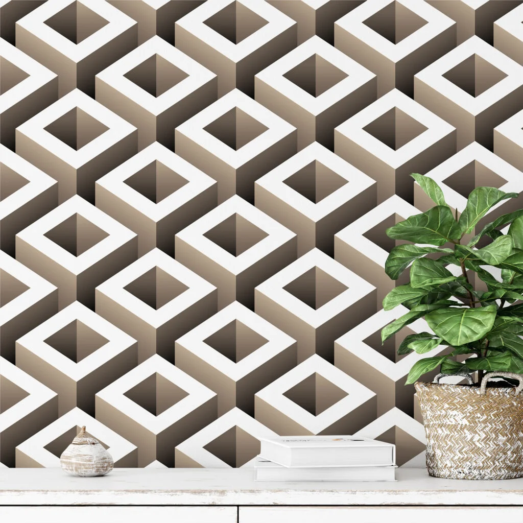 3D Geometrik Küpler İllüzyon Tasarım Duvar Kağıdı 3D Duvar Kağıtları 6