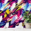 Soyut 90'lar Fırça Vuruşları Duvar Kağıdı, Dinamik Graffiti 3D Duvar Kağıdı - Görsel 4