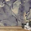 Koyu Renkli Mürekkep Sanatı Mermer Duvar Kağıdı, Altın İşlemeli 3D Duvar Posteri - Görsel 3