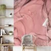 Rose Gold Mürekkep Sanat Duvar Kağıdı, Soft Pembe Kristal Mermer Duvar Kağıdı - Görsel 5