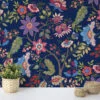 Renkli Floral Paisley Duvar Kağıdı, Lacivert Bahçe Duvar Posteri