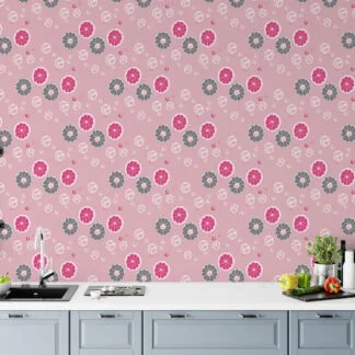 Pembe ve Gri Narenciye Dilimleri Buzlu Duvar Kağıdı, Eğlenceli Pembe Limonata Duvar Posteri Yiyecek & İçecek Duvar Kağıtları