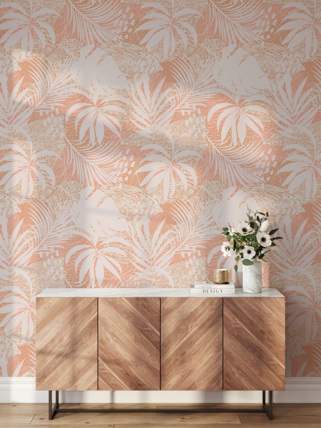 Büyük Tropikal Palmiye Yaprak Silueti Duvar Kağıdı, Modern Şık Duvar Posteri Çiçekli Duvar Kağıtları 4