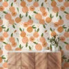 Flat Art Şeftali Desenli İllüstrasyon Duvar Kağıdı, Tatlı Kayısı Bahçesi 3D Duvar Kağıdı - Görsel 5