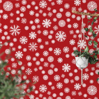 Kırmızı Zemin Üzerinde Beyaz Kar Taneleri İllüstrasyonlu Duvar Kağıdı, Neşeli Noel Temalı Duvar Posteri Çocuk Odası Duvar Kağıtları