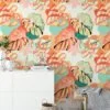 Renkli Monstera Yaprakları Soyut Duvar Kağıdı, Tropikal Monstera Desenli 3D Duvar Posteri - Görsel 4