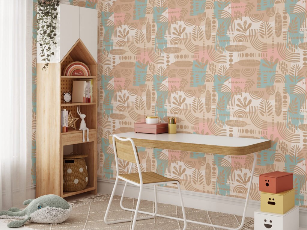 Pastel Boho Duvar Kağıdı, Soft Tonlu Dekor Duvar Posteri Çiçekli Duvar Kağıtları 2