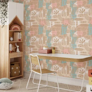 Pastel Boho Duvar Kağıdı, Soft Tonlu Dekor Duvar Posteri Çiçekli Duvar Kağıtları