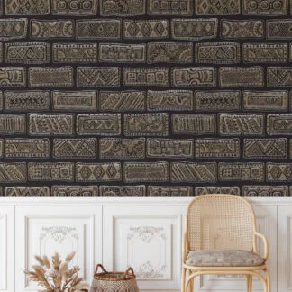 Yerli Stil Tuğla Duvar Kağıdı, Kabile Motifleri Geometrik Duvar Posteri Geometrik Duvar Kağıtları