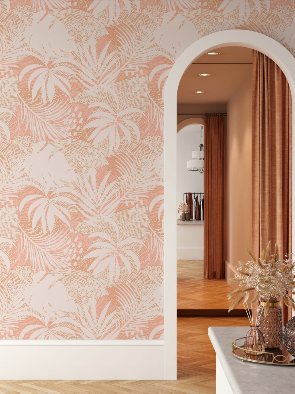 Büyük Tropikal Palmiye Yaprak Silueti Duvar Kağıdı, Modern Şık Duvar Posteri Çiçekli Duvar Kağıtları 2