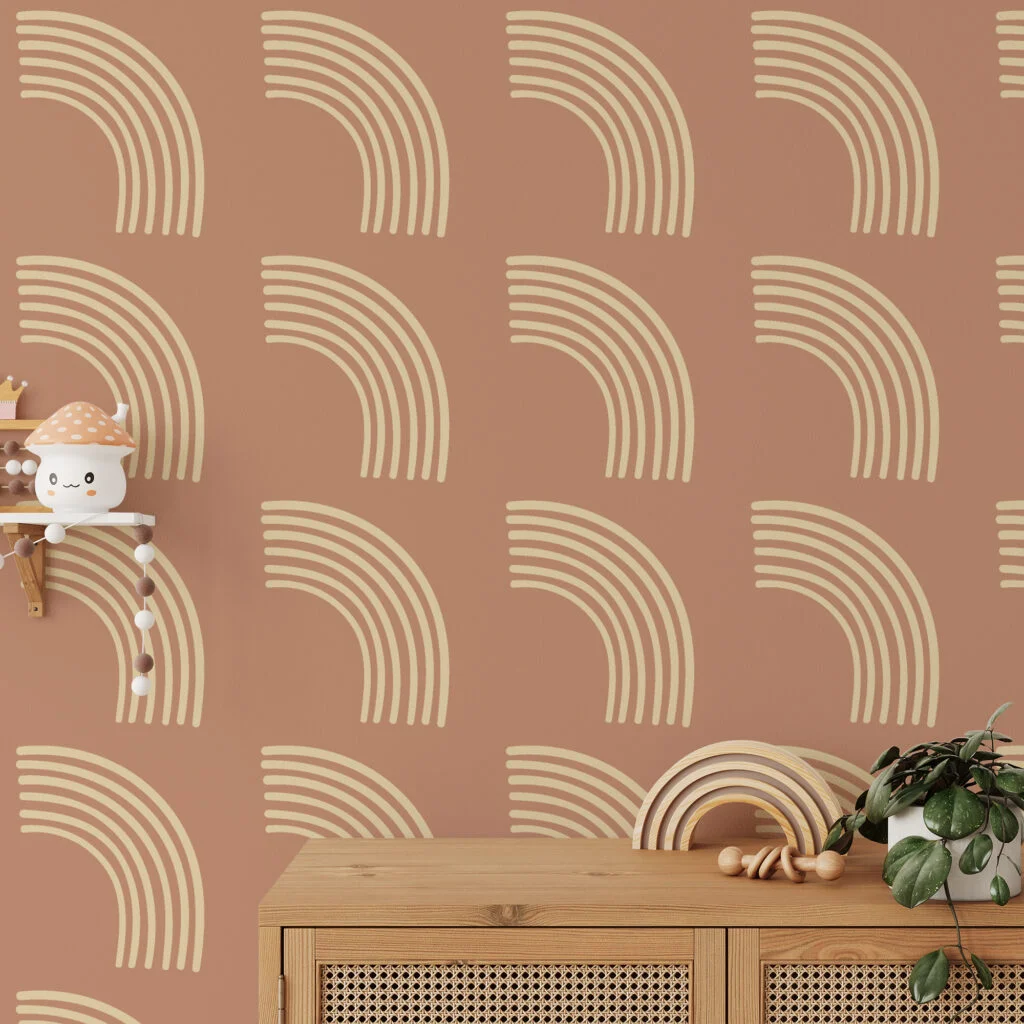Soyut Boho Desenli Duvar Kağıdı, Minimalist Zarif Terracotta 3D Duvar Posteri Geometrik Duvar Kağıtları 2