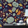Damask Tarzı Paisley Duvar Kağıdı, Büyülü Gece Bahçesi 3D Duvar Posteri - Görsel 3