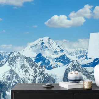 Büyük Karlı Dağ Manzarası Duvar Kağıdı, Dağ Zirveleri 3D Duvar Posteri Manzara Duvar Kağıtları