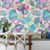 Çiçekli Damask Paisley İllüstrasyon Duvar Kağıdı, Capcanlı Çiçekler 3D Duvar Posteri